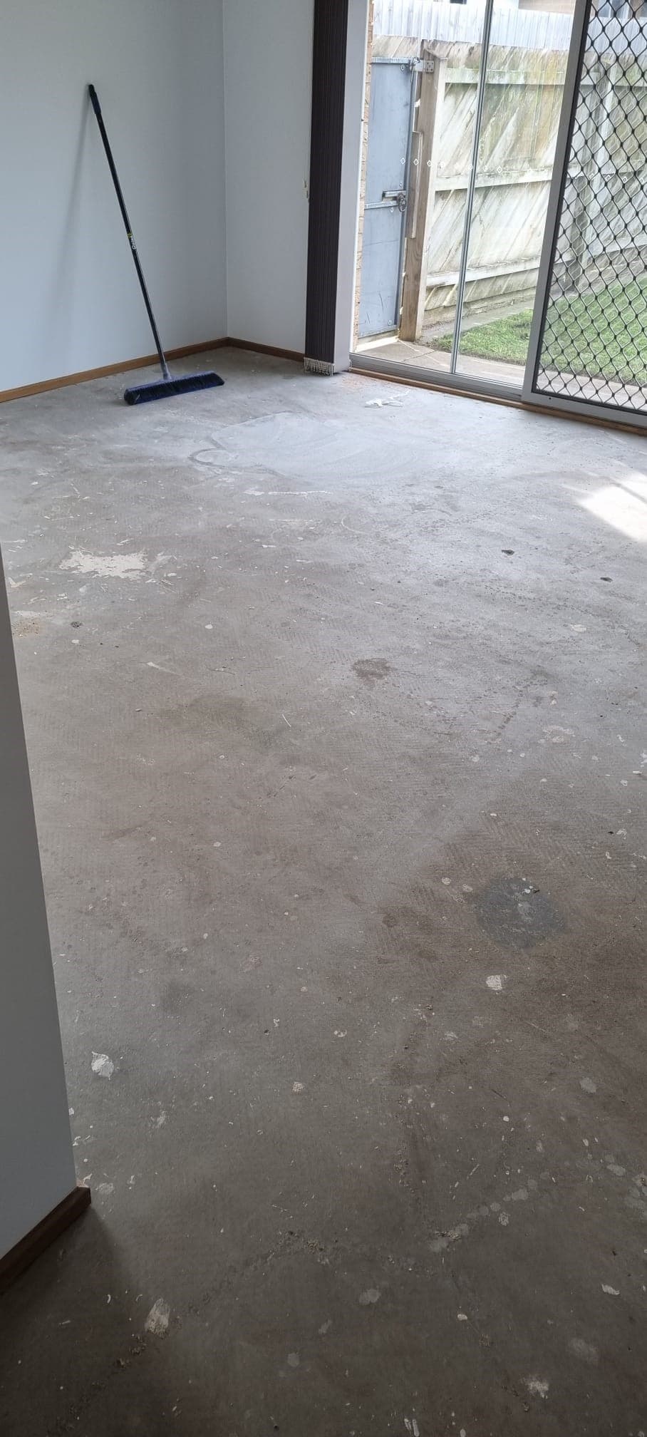Concrete subfloor prepared for new flooring