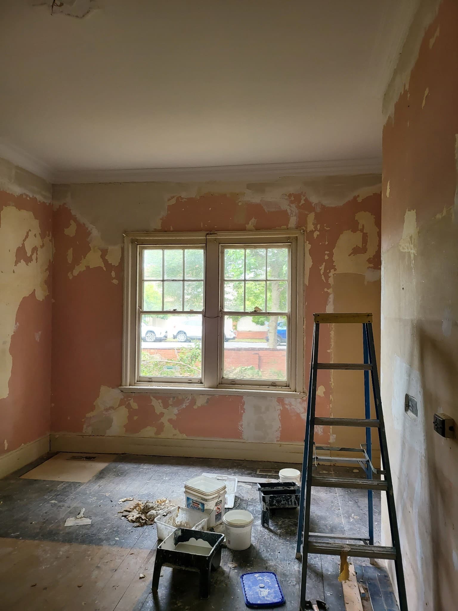 Period room walls patched and prepared